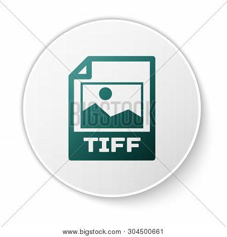 Green Tiff File Document Icon. Download Tiff Button Icon Isolated On White Background. Tiff File Sym