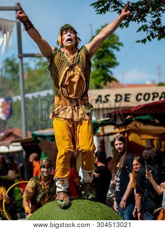 May 01, 2019 City Of El Alamo, Guadalajara, Spain, Medieval Market. The Inhabitants Of The City Of E
