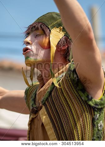 May 01, 2019 City Of El Alamo, Guadalajara, Spain, Medieval Market. The Inhabitants Of The City Of E