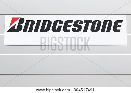 Creches, France - June 20, 2017: Bridgestone Logo On A Wall. Bridgestone Is A Multinational Auto And