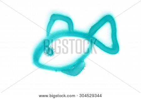Graffiti Fish Sign Sprayed On White Isolated Background