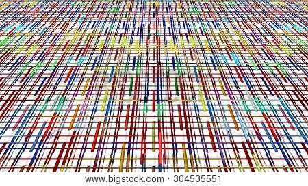 Multicolored Perspective Striped Pattern As Abstract Background. Digitally Generated Image.