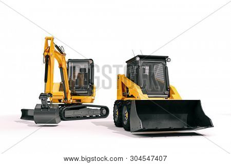 3d bulldozer on white backgorund