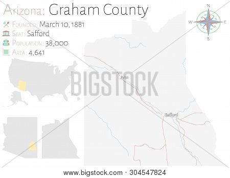 Large And Detailed Map Of Graham County In Arizona, Usa