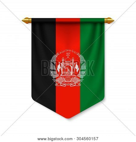 3d Realistic Pennant With Flag Of Afghanistan. Vector Illustration