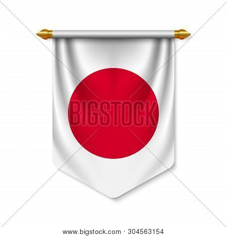 3d Realistic Pennant With Flag Of Japan. Vector Illustration