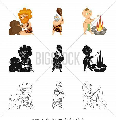 Vector Illustration Of Evolution  And Prehistory Symbol. Set Of Evolution  And Development  Stock Sy