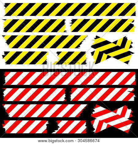 Set Of Safety Tapes Red White And Black Yellow
