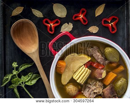Costa Rica  Beef Stew, Typical Food. Olla De Carne