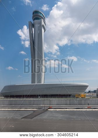 Istanbul, Turkey - 25 May 2019:  Futuristic Control Tower Of New Istanbul Airport Known By Iata Code