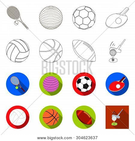 Vector Design Of Ball And Soccer Icon. Set Of Ball And Basketball Vector Icon For Stock.