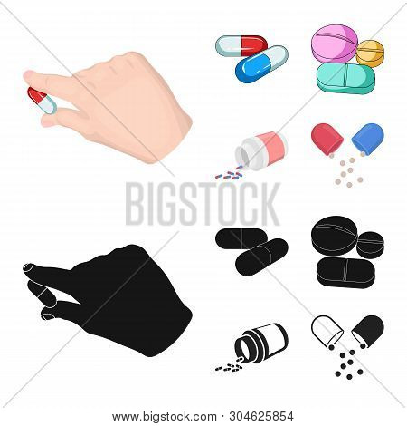 Vector Design Of Pill And Medicine Icon. Set Of Pill And Vitamin Stock Symbol For Web.