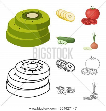 Vector Illustration Of Vegetable And Fruit Sign. Set Of Vegetable And Food Stock Vector Illustration