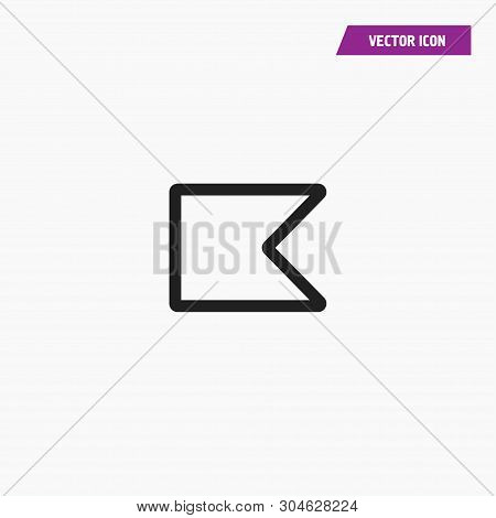 Black Line Flag Icon With Triangle Shape Corners. Vector On White Background.