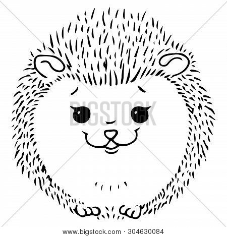 Hedgehog Icon. Vector Illustration Of A Cute Cartoon Hedgehog. Hand Drawn Smiling Hedgehog.