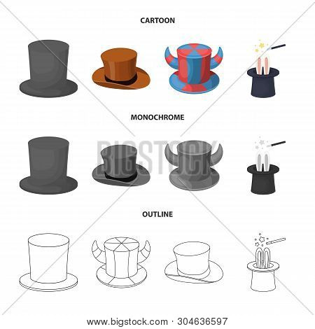 Vector Illustration Of Hat And Derby Icon. Set Of Hat And Bonnet Vector Icon For Stock.