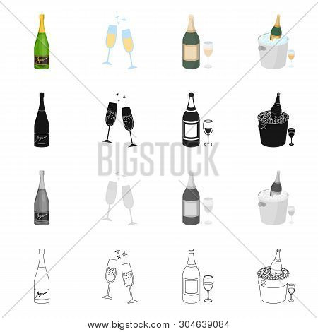 Vector Design Of Cork And New Logo. Set Of Cork And Wine Stock Vector Illustration.