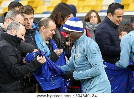 Kyiv, Ukraine - March 14, 2019: Player Ngolo Kante Gives An Autographs During The Training Session B