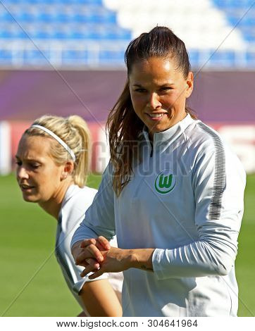 Kyiv, Ukraine - May 23, 2018: Isabel Kerschowski Of Vfl Wolfsburg Smiles During Training Session Bef