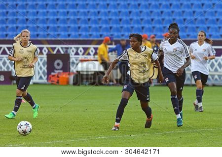 Kyiv, Ukraine - May 23, 2018: Olympique Lyonnais Players In Action During Training Session Before Ue