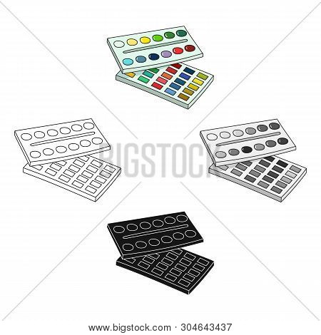Watercolor Paint Icon In Cartoon, Black Style Isolated On White Background. Artist And Drawing Symbo