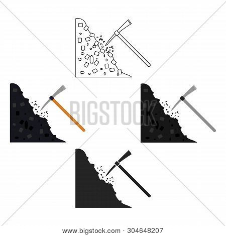 Pickaxe Icon In Cartoon, Black Style Isolated On White Background. Mine Symbol Stock Vector Illustra