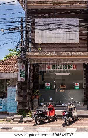 Ubud, Bali, Indonesia - February 26, 2019: Downtown Pedang Tegal, Ji. Hanoman Street, Commercial Dis