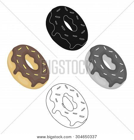 Donut Icon In Cartoon, Black Style Isolated On White Background. Usa Country Symbol Stock Vector Ill