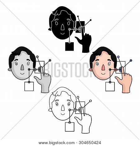 Man In The Virtual Reality Icon In Cartoon, Black Style Isolated On White Background. Virtual Realit