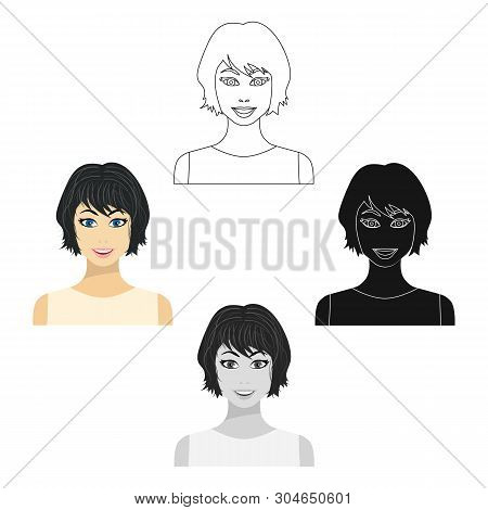 Black Hair Woman Icon In Cartoon, Black Style Isolated On White Background. Woman Symbol Stock Vecto