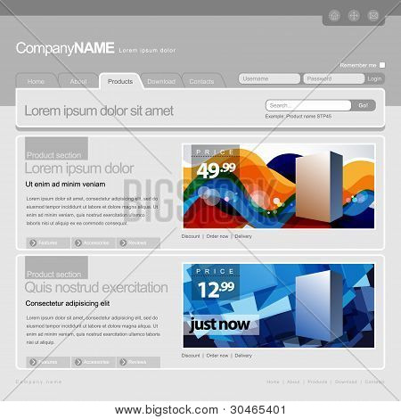 회색 웹사이트 템플릿 960 그리드입니다.