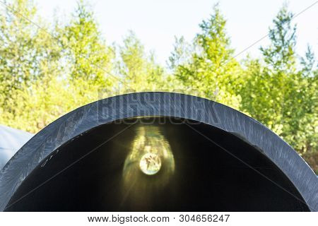 Hdpe High Density Polyethylene Close Up Pipe For Water Supply At Construction Site Construction Of A