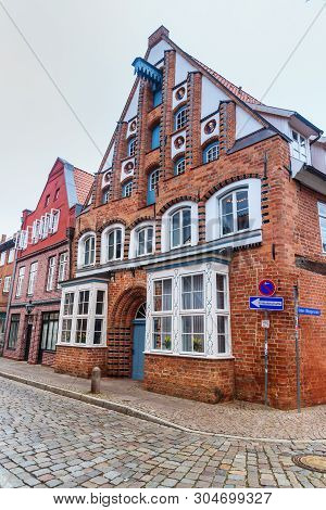 Luneburg, Germany - November 04, 2018: Medieval Old Brick Building In Luneburg