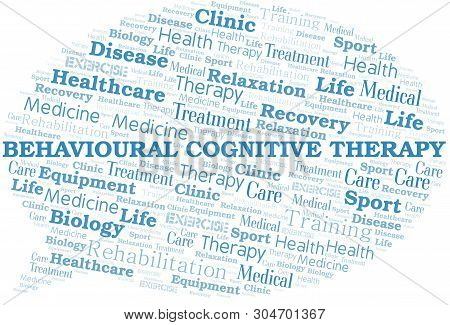 Behavioural Cognitive Therapy Word Cloud. Wordcloud Made With Text Only.