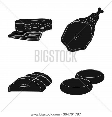 Vector Illustration Of Meat And Ham Logo. Set Of Meat And Cooking Stock Vector Illustration.
