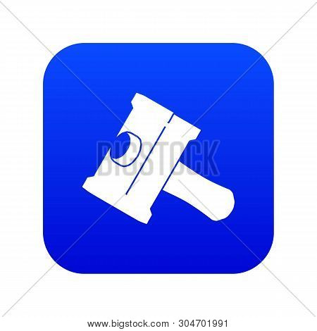 Big Sledgehammer Icon Blue Vector Isolated On White Background