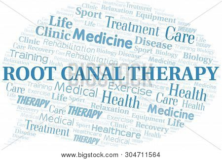 Root Canal Therapy Word Cloud. Wordcloud Made With Text Only.