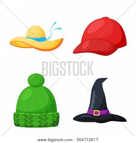 Vector Illustration Of Headgear And Napper Sign. Collection Of Headgear And Helmet Vector Icon For S