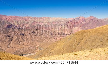 Panoramic View Of The Hornocal The 14 Colours Mountain In Humahuaca, Northwest Of Argentina, Quebrad