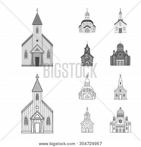 Vector Design Of Cult And Temple Icon. Set Of Cult And Parish Stock Vector Illustration.