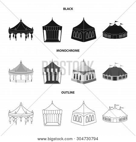 Vector Design Of Roof And Folding Sign. Set Of Roof And Architecture Vector Icon For Stock.