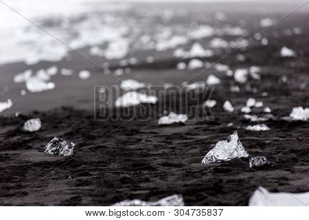 Icebergs On Diamond Beach, Jokulsarlon, Iceland