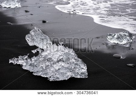 Icebergs On Diamond Beach, Jokulsarlon, Iceland