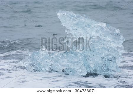 Icebergs On Diamond Beach, Jokulsarlon, Iceland