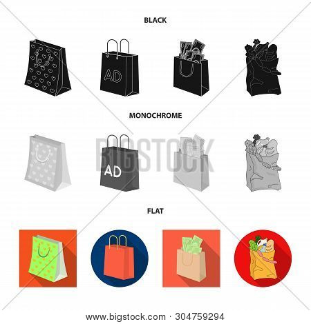 Vector Illustration Of Package And Food Sign. Set Of Package And Box Vector Icon For Stock.