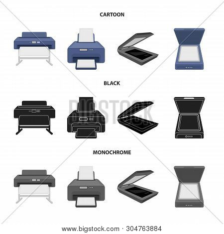 Vector Design Of Printer And Plotter Logo. Set Of Printer And Machine Vector Icon For Stock.