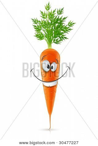 zanahoria sonriente con zanahoria superior con ilustración del vector superior aislado sobre fondo blanco