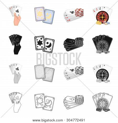 Vector Illustration Of Game And Magic Logo. Set Of Game And Poker Stock Symbol For Web.
