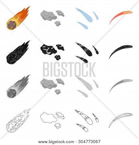Vector Illustration Of Shooting And Fire Symbol. Collection Of Shooting And Asteroid Stock Vector Il