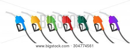 Fueling Gasoline Or Diesel Vector Web Banner. Filling Stations Network, Petroleum. Vector Stock Illu